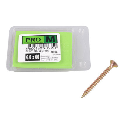 SCREW FOR WOOD 6X60 MM PRO M 10 PCS