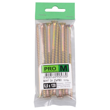 WOOD SCREW 6X120 MM PRO M 10 PCS
