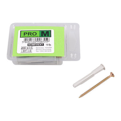 UNIVERSAL DOWEL WITH SCREW F6X52MM 15 PCS PRO M