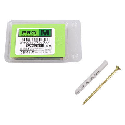 UNIVERSAL DOWEL WITH SCREW F6X60MM 10 PCS PRO M