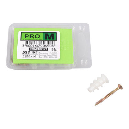 DOWEL FOR PLASTERBOARD WITH SCREW 10 PCS PRO M GKD