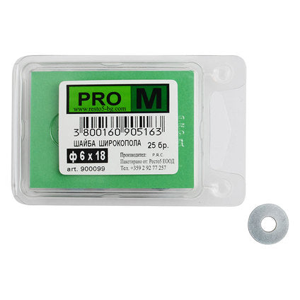 WIDE POLE WASHERS 25 PCS. PRO M Ф6 x 18 MM