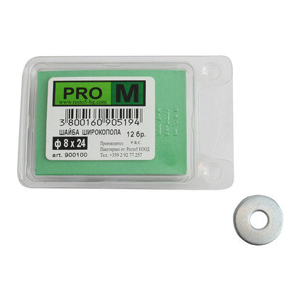 WIDE POLE WASHERS 12 PCS. PRO M Ф8 x 24 MM