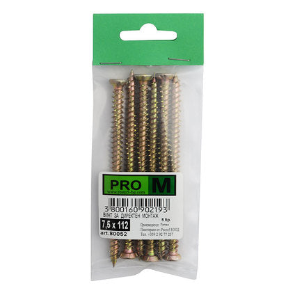 DIRECT MOUNT SCREW 7.5X112 MM PRO M 6 PCS