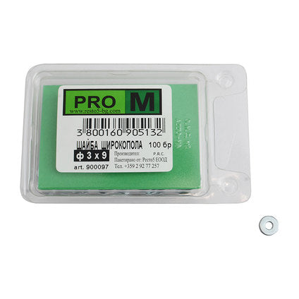 WIDE-WIDE WASHERS 100 PIECES PRO M Ф3 x 9 MM