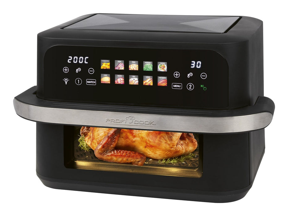 ProfiCook PC-FR 1313 H Double 10 L Stand-alone 2400 W Hot air fryer Black, Stainless steel