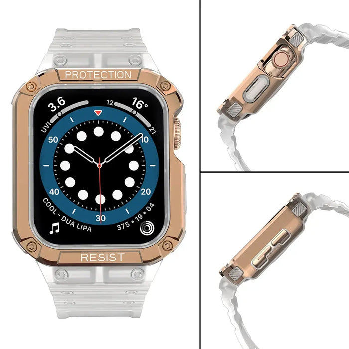 Protect Strap Band for Apple Watch 38/40/41mm Armored Case Strap - Transparent Rose Gold - Smartwatch straps