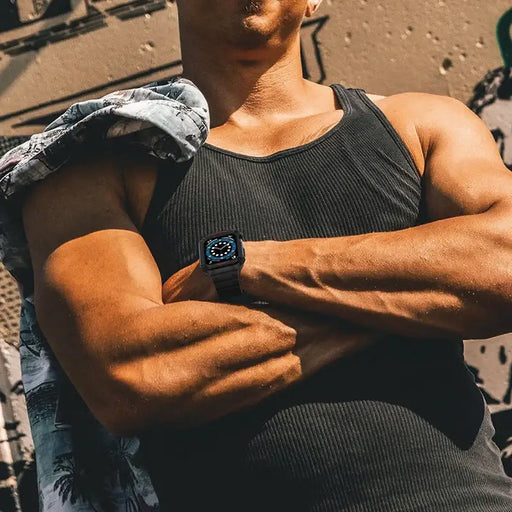 Protect Strap Band for Apple Watch 38/40/41mm Armored Case Strap - Black Blue - Smartwatch straps and cases<<<HurtelXML