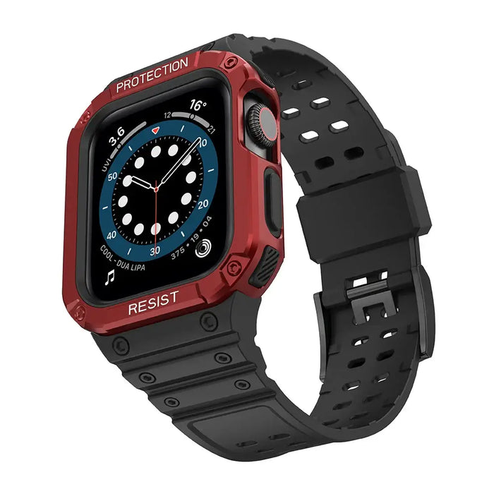 Protect Strap Band for Apple Watch 38/40/41mm Armored Case Strap - Black Red - Smartwatch straps and cases<<<HurtelXML