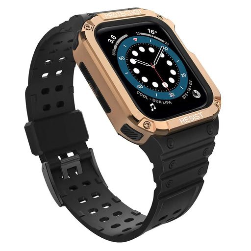 Protect Strap Band for Apple Watch 38/40/41mm Armored Case Strap - Black Rose Gold - Smartwatch straps
