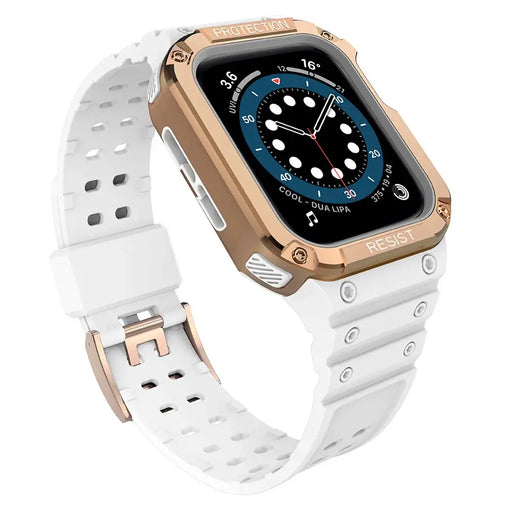 Protect Strap Band for Apple Watch 38/40/41mm Armored Case Strap - White Rose Gold - Smartwatch straps