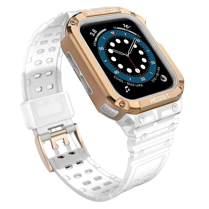 Protect Strap Band for Apple Watch 42/44/45mm Armored Case Strap - Transparent Rose Gold - Smartwatch straps