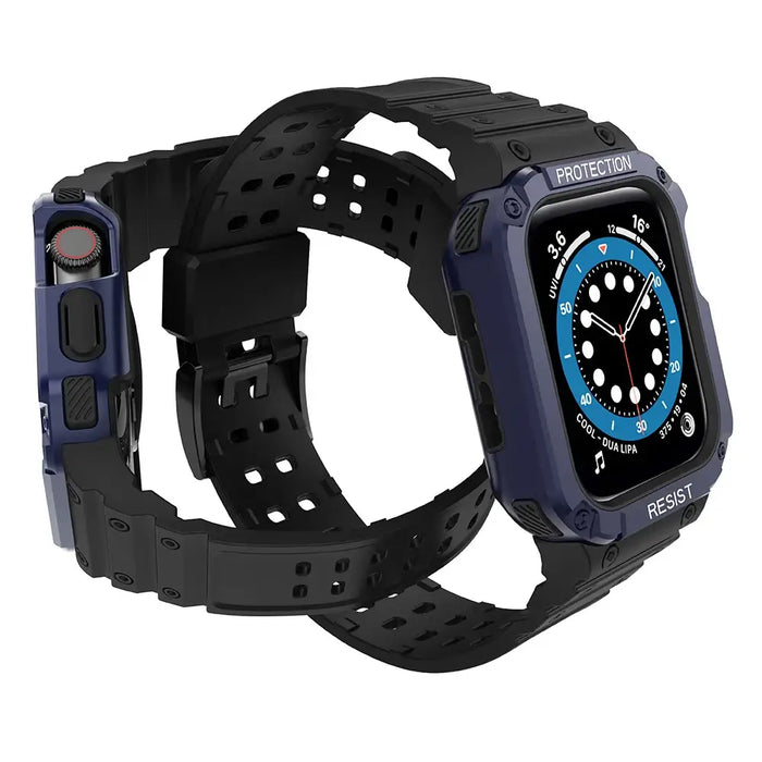 Protect Strap Band for Apple Watch 42/44/45mm Armored Case Strap - Black Blue - Smartwatch straps and cases<<<HurtelXML