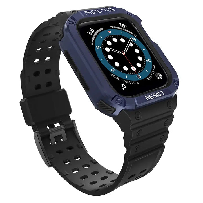 Protect Strap Band for Apple Watch 42/44/45mm Armored Case Strap - Black Blue - Smartwatch straps and cases<<<HurtelXML