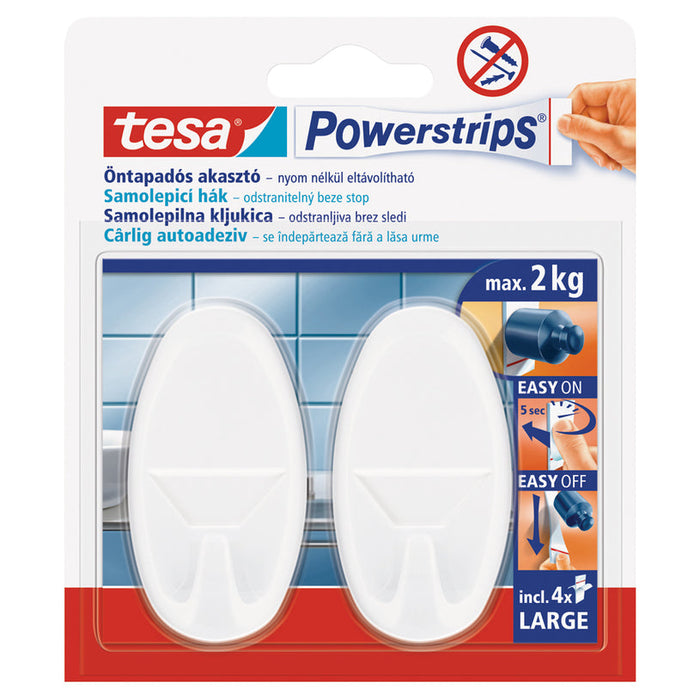 PS OVAL HANGERS 2 HANGERS WITH 4 MINI TESA STICKERS - Продукти за съхранение и организация на дрехи<<<Домашни