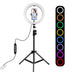 Puluz 1.1m tripod with RGBW LED lighting 26cm vlog / stream / smartphone PKT3044 - Ring lights<<<Photo studio<<<Photo