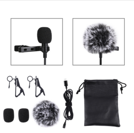 Jack Puluz tie microphone with clip PU425 1.5m USB-C
