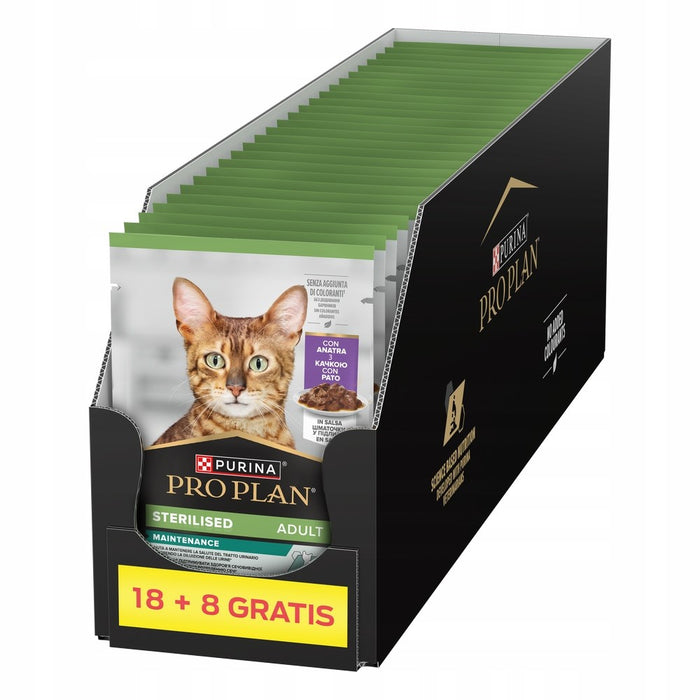 PURINA Pro Plan Sterilised Adult Maintenance Pieces with duck in sauce - wet cat food - 26x85g (18 + 8 GRATIS)
