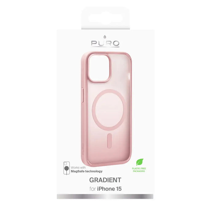Puro Gradient MagSafe Silicone Case for iPhone 15 - Pink - Cell phone cases and covers<<<HurtelXML