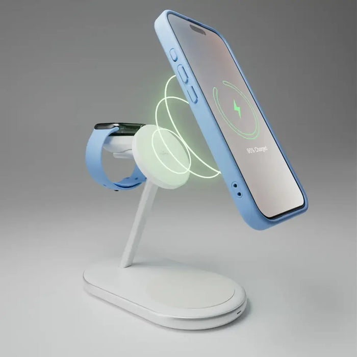 Puro Mag Station Qi2 3-in-1 Wireless Charger Compatible with MagSafe - White - Ładowarki indukcyjne<<<HurtelXML