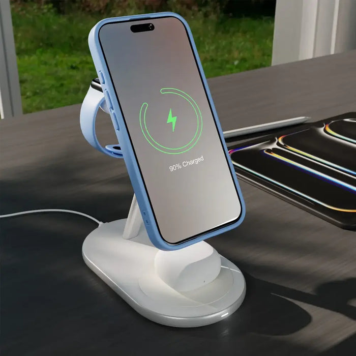 Puro Mag Station Qi2 3-in-1 Wireless Charger Compatible with MagSafe - White - Ładowarki indukcyjne<<<HurtelXML