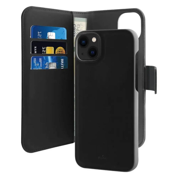 Puro Wallet Detachable MagSafe 2in1 PU Leather Case with Flap and Wallet for iPhone 14 / 13 - Black - Cell phone cases