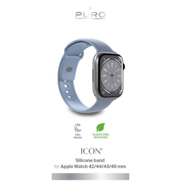 Puro Icon Silicone Strap for Apple Watch 42 / 44 / 45 / 49 mm - Light Blue (2 pcs.)