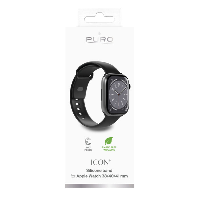 Puro Icon Silicone Strap for Apple Watch 38 / 40 / 41 mm - Black (2 pcs.)