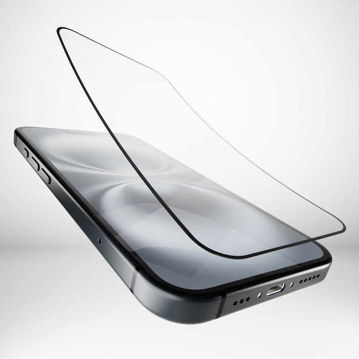 Puro Flexible Glass D3O Hybrid Glass with Black Frame for iPhone 16 / iPhone 15 / iPhone 15 Pro