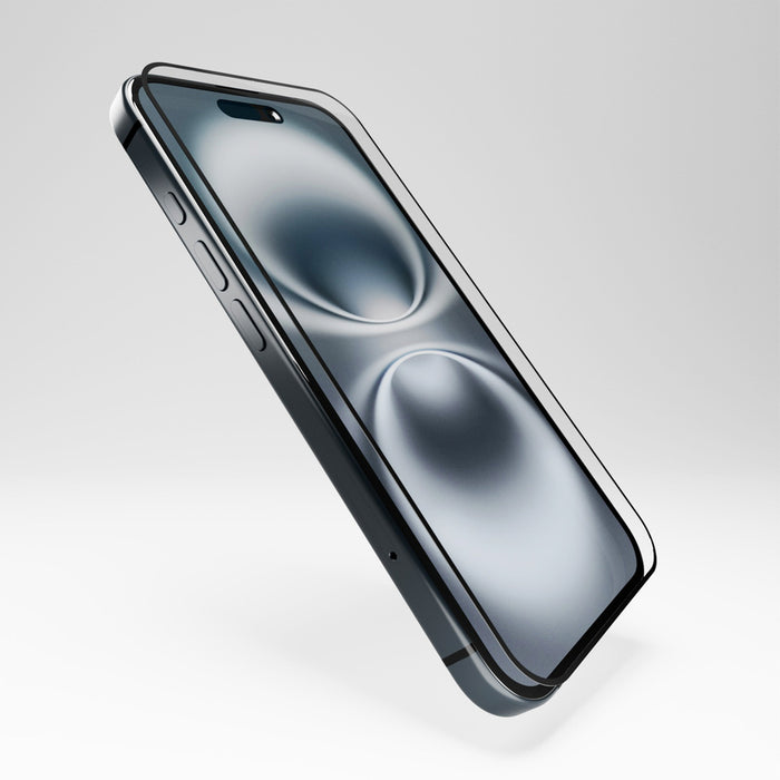 Puro Flexible Glass D3O Hybrid Glass with Black Frame for iPhone 16 / iPhone 15 / iPhone 15 Pro