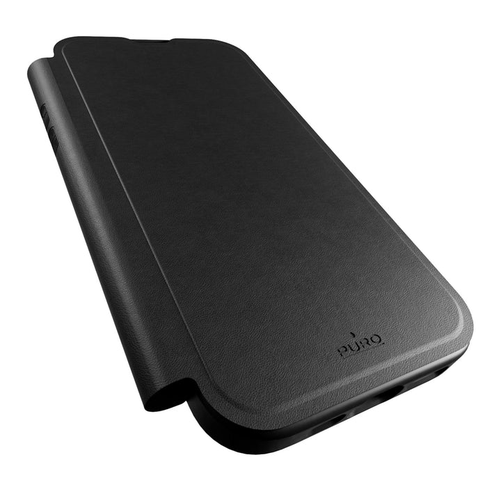 Puro Book Mag MagSafe Leather Case with Flap and Card Slot for iPhone 16 Pro Max - Black