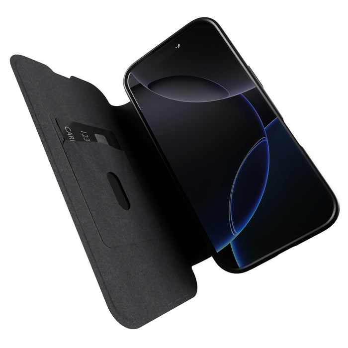Puro Book Mag MagSafe Leather Case with Flap and Card Slot for iPhone 16 Pro Max - Black