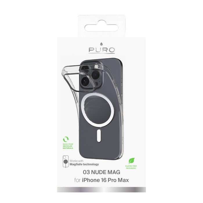 Puro 03 Mag MagSafe Silicone Case for iPhone 16 Pro Max - Transparent