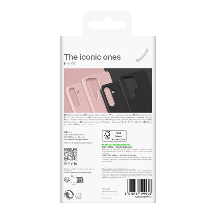 Puro Icon Silicone Case for Samsung Galaxy S25 Ultra - Pink