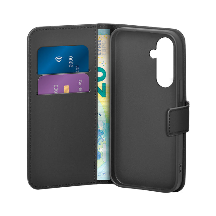 Puro Booklet Case with Flip and Wallet for Samsung Galaxy S25 - Black