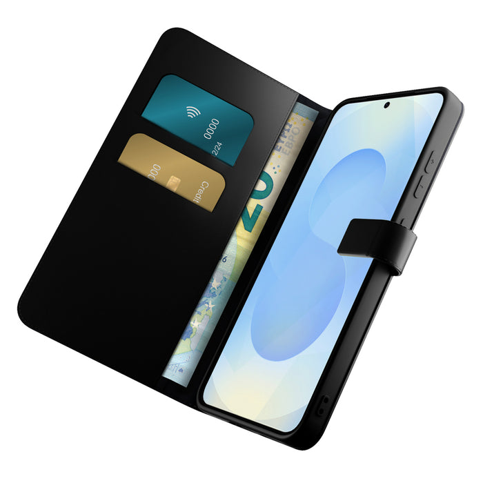 Puro Booklet Case with Flip and Wallet for Samsung Galaxy S25+ - Black