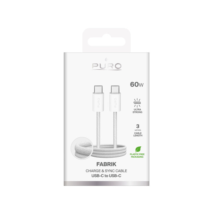 Puro Fabrik 4 240W braided USB-C - USB-C 1m cable - white