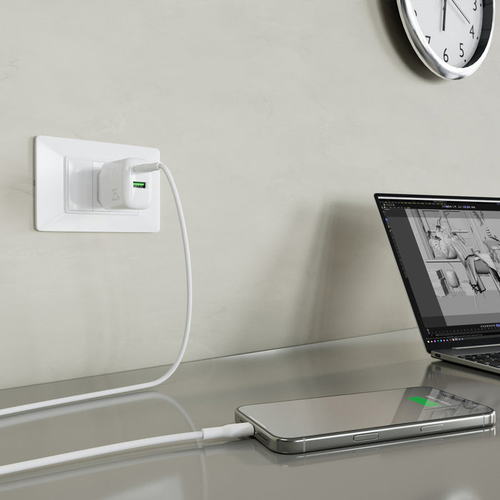 Puro PROLITE 25W USB-A / USB-C wall charger + USB-C - USB-C cable 1.2m - white