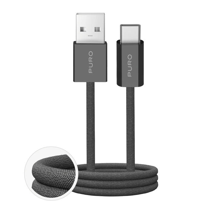 Puro Fabrik 2.0 10W USB-A - USB-C Braided Cable 1.5m - Dark Green