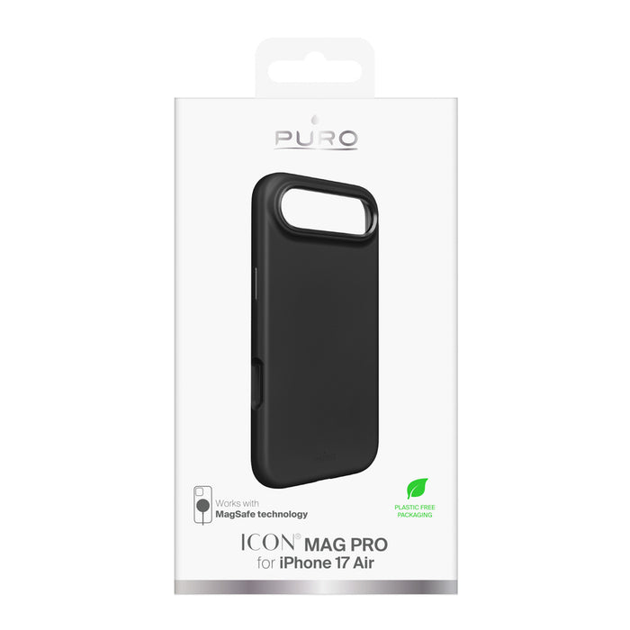 Puro Icon Mag Pro Liquid Silicone Case for iPhone 17 Air, MagSafe Compatible, with Camera Protection and Aluminum Buttons - Black