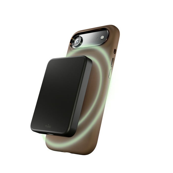 Puro Icon Mag Pro Liquid Silicone Case for iPhone 17 Air, MagSafe Compatible, with Camera Protection and Aluminum Buttons - Brown