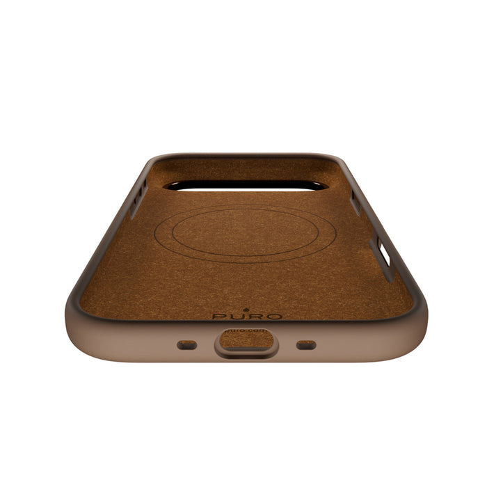 Puro Icon Mag Pro Liquid Silicone Case for iPhone 17 Air, MagSafe Compatible, with Camera Protection and Aluminum Buttons - Brown