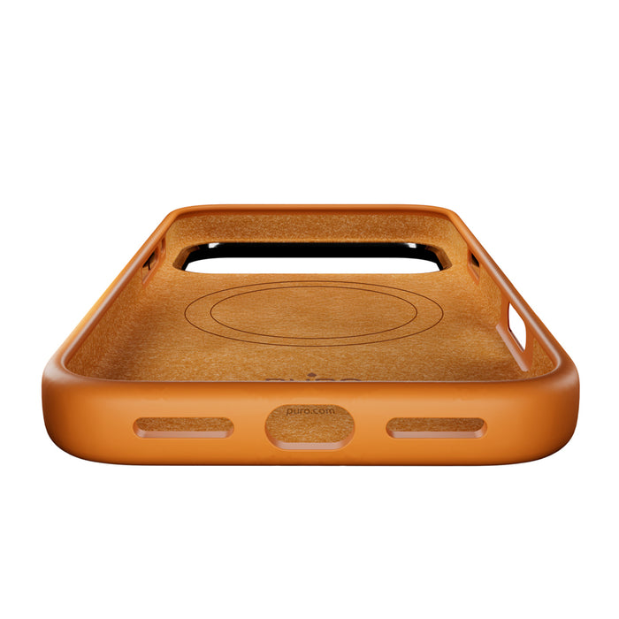 Puro Icon Mag Pro Liquid Silicone Case for iPhone 17 Pro Max, MagSafe Compatible, with Camera Protection and Aluminum Buttons - Orange