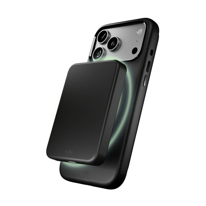 Puro Icon Mag Pro Liquid Silicone Case for iPhone 17 Pro, MagSafe Compatible, with Camera Protection and Aluminum Buttons - Black