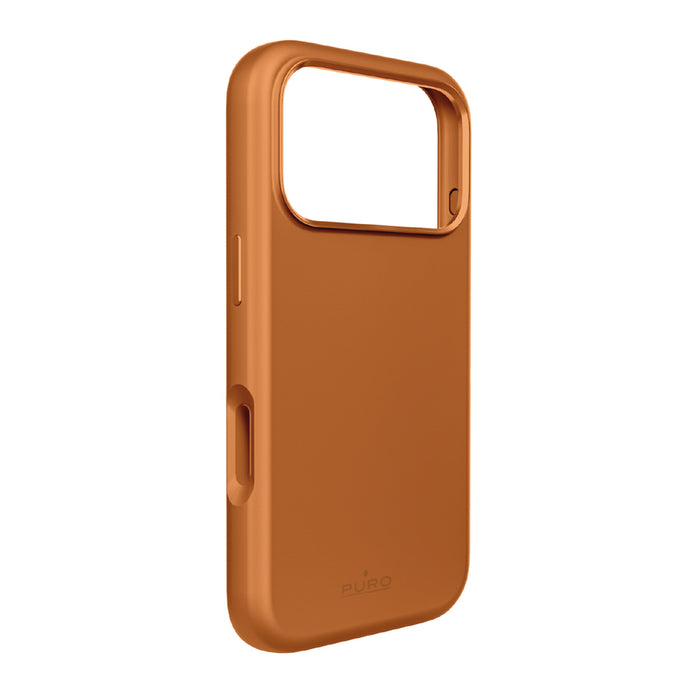 Puro Icon Mag Pro Liquid Silicone Case for iPhone 17 Pro, MagSafe Compatible, with Camera Protection and Aluminum Buttons - Orange