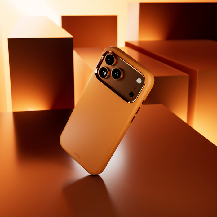 Puro Icon Mag Pro Liquid Silicone Case for iPhone 17 Pro, MagSafe Compatible, with Camera Protection and Aluminum Buttons - Orange