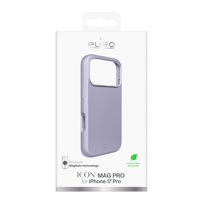 Puro Icon Mag Pro Liquid Silicone Case for iPhone 17 Pro, MagSafe Compatible, with Camera Protection and Aluminum Buttons - Pink