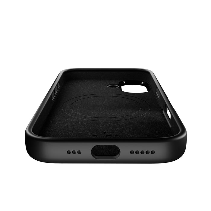 Puro Icon Mag Pro Liquid Silicone Case for iPhone 17, MagSafe Compatible, with Camera Protection and Aluminum Buttons - Black