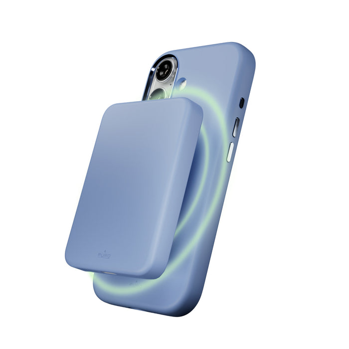Puro Icon Mag Pro Liquid Silicone Case for iPhone 17, MagSafe Compatible, with Camera Protection and Aluminum Buttons - Blue