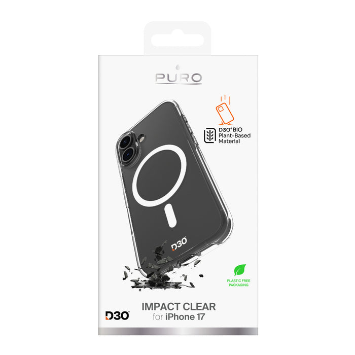 Puro Impact Clear D3O TPU+PC MagSafe Compatible Case for iPhone 17 - Transparent